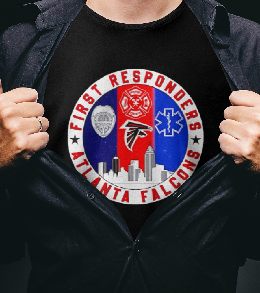 Atlanta Falcons First Responders 9.11 Never Forget Skyline T-Shirt