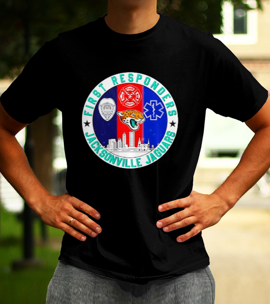 First Responders Jacksonville Jaguars Skyline Tribute 9.11 Memorial T-Shirt