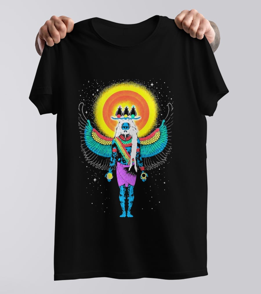 Major Lazer Swizz Beatz Psychedelic Ancient Egyptian Winged Sunburst Deity T-Shirt