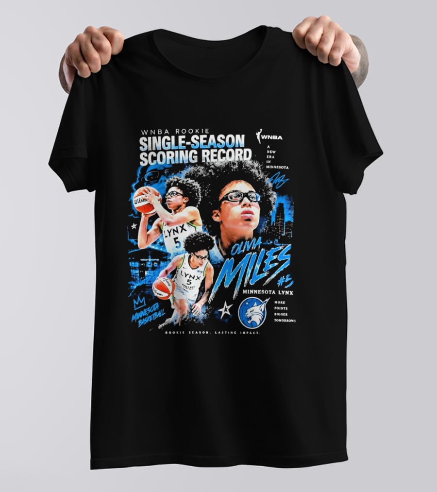 WNBA Rookie Olivia Miles Minnesota Lynx Single Season Scoring Record Impact T-Shirt