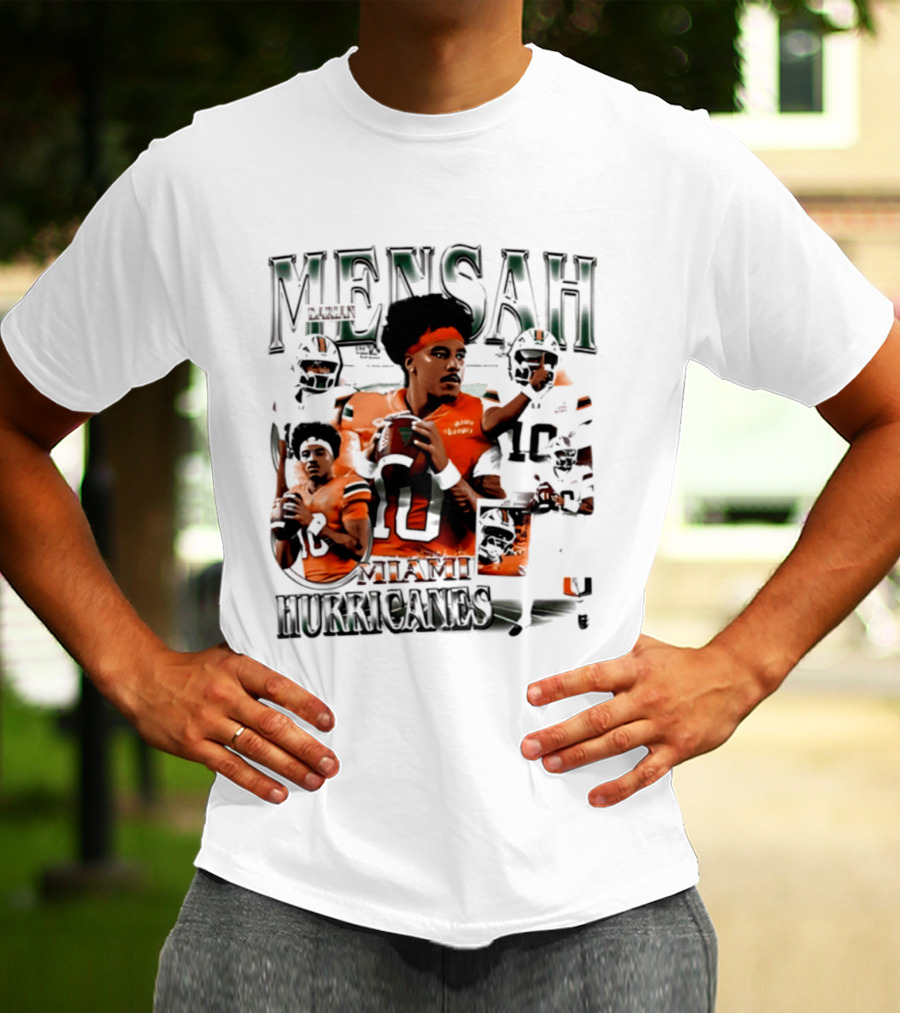 Darian Mensah Miami Hurricanes 10 Football Player Collage T-Shirt