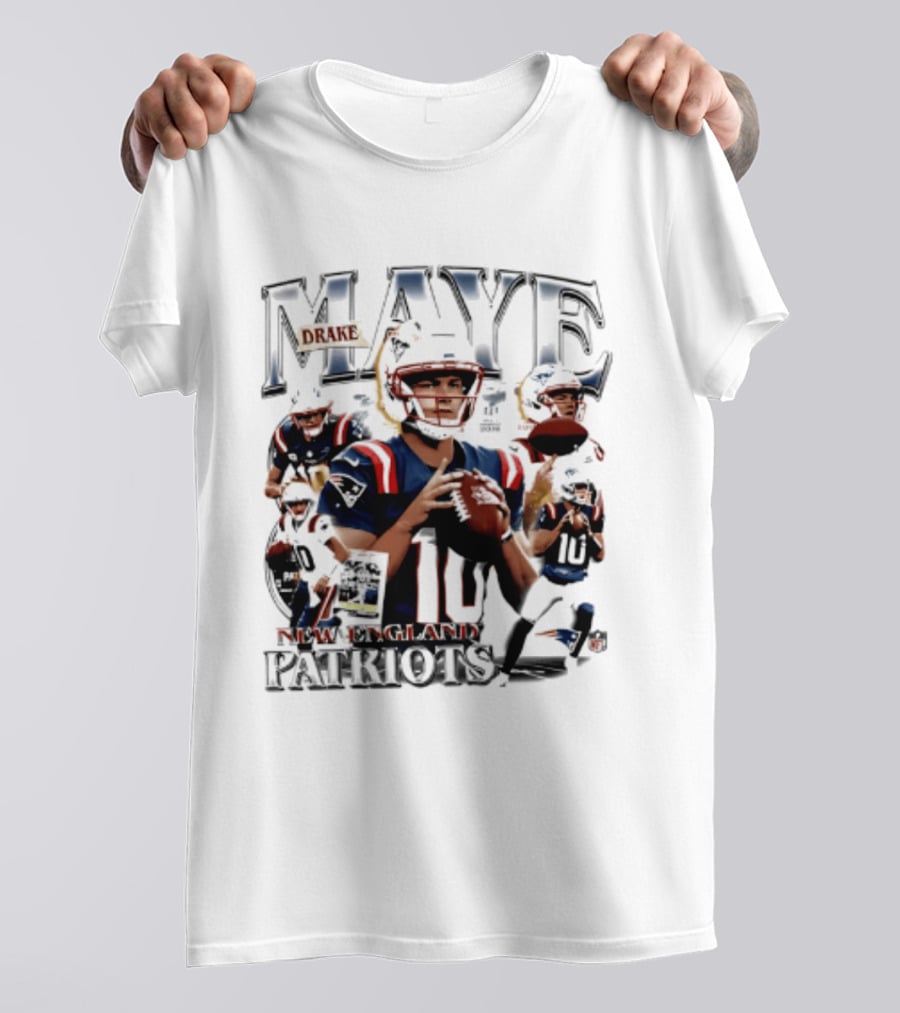 Drake Maye New England Patriots 2026 Player Collage Football Jersey T-Shirt