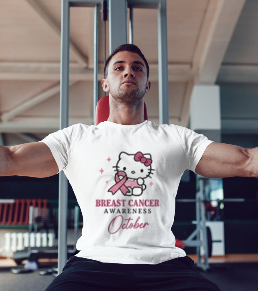 Hello Kitty Breast Cancer Awareness October Stronger Together Pink Ribbon T-Shirt