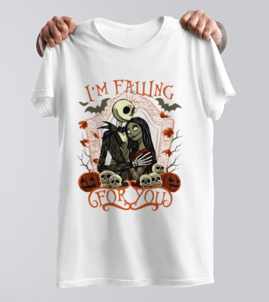 I'm Falling For You The Nightmare Before Halloween Jack And Sally Halloween Pumpkins Skulls Bats T-Shirt