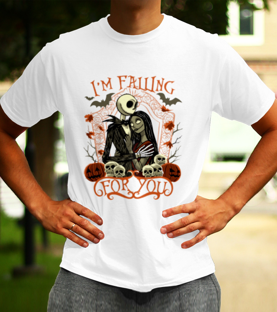 I'm Falling For You The Nightmare Before Halloween Jack And Sally Halloween Pumpkins Skulls Bats T-Shirt