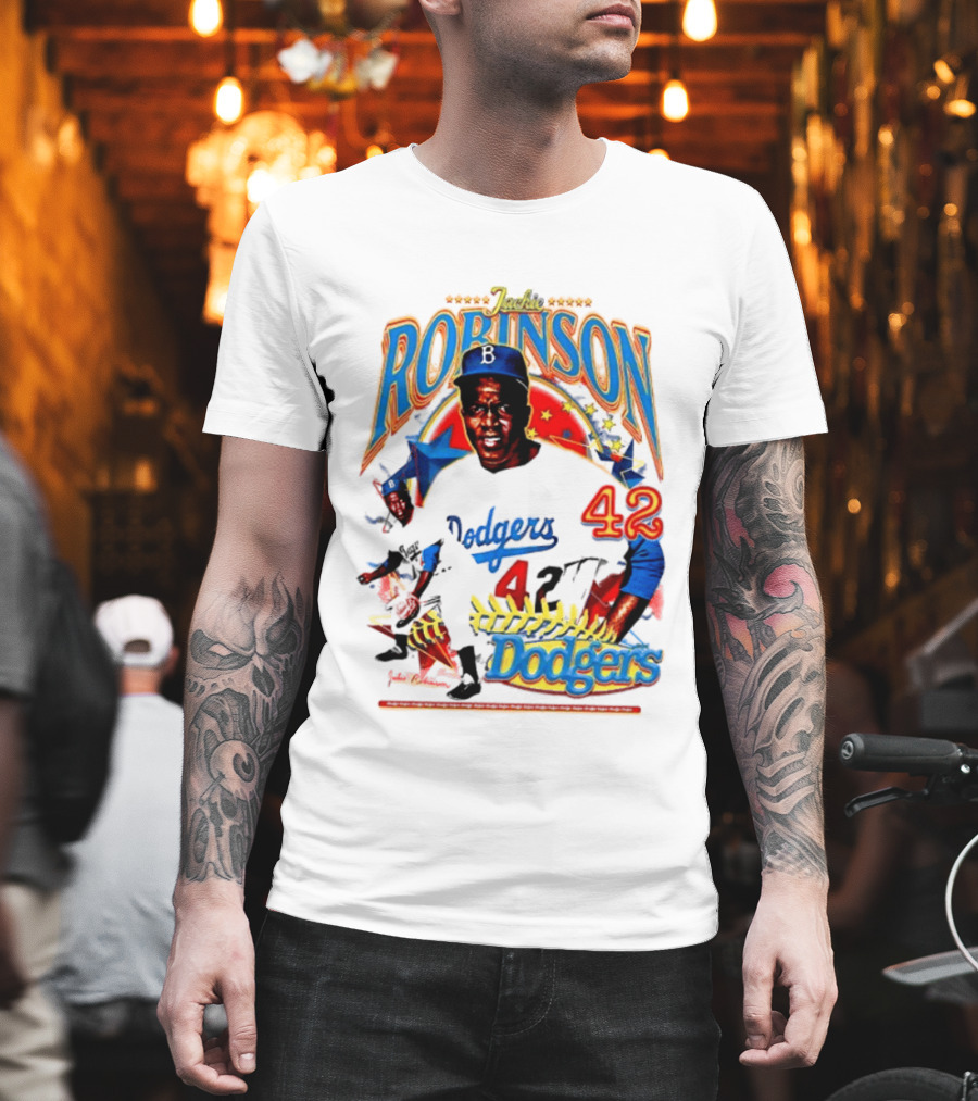 Jackie Robinson Dodgers 42 Legends Baseball Icon Two Sided T-Shirt