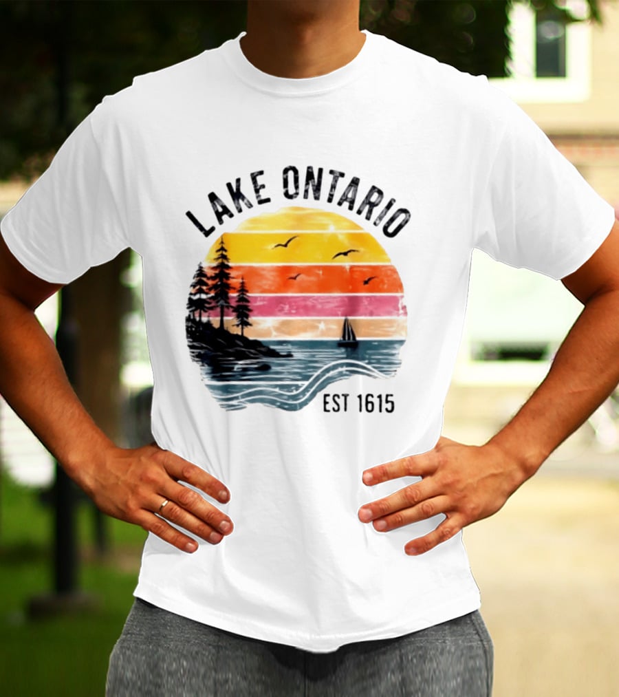Lake Ontario Est 1615 Great Lakes Nature Sunset Sailing Scene T-Shirt