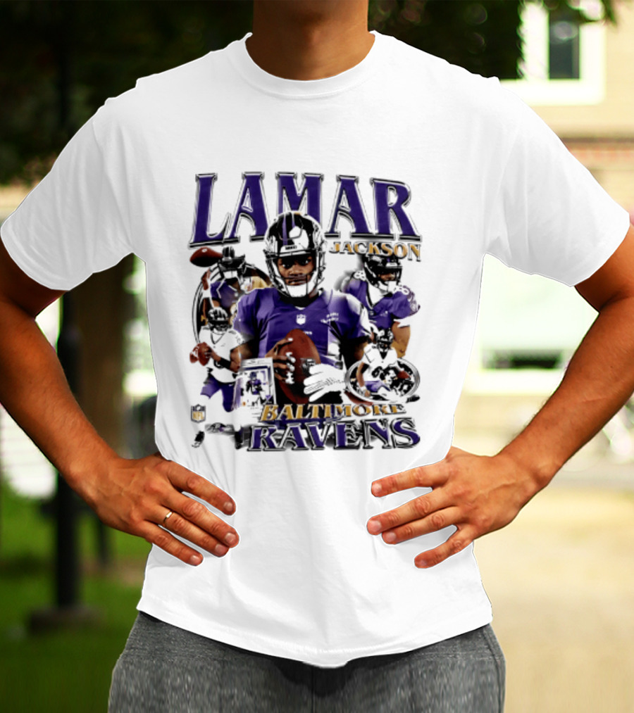 Lamar Jackson Baltimore Ravens Player Collage T-Shirt