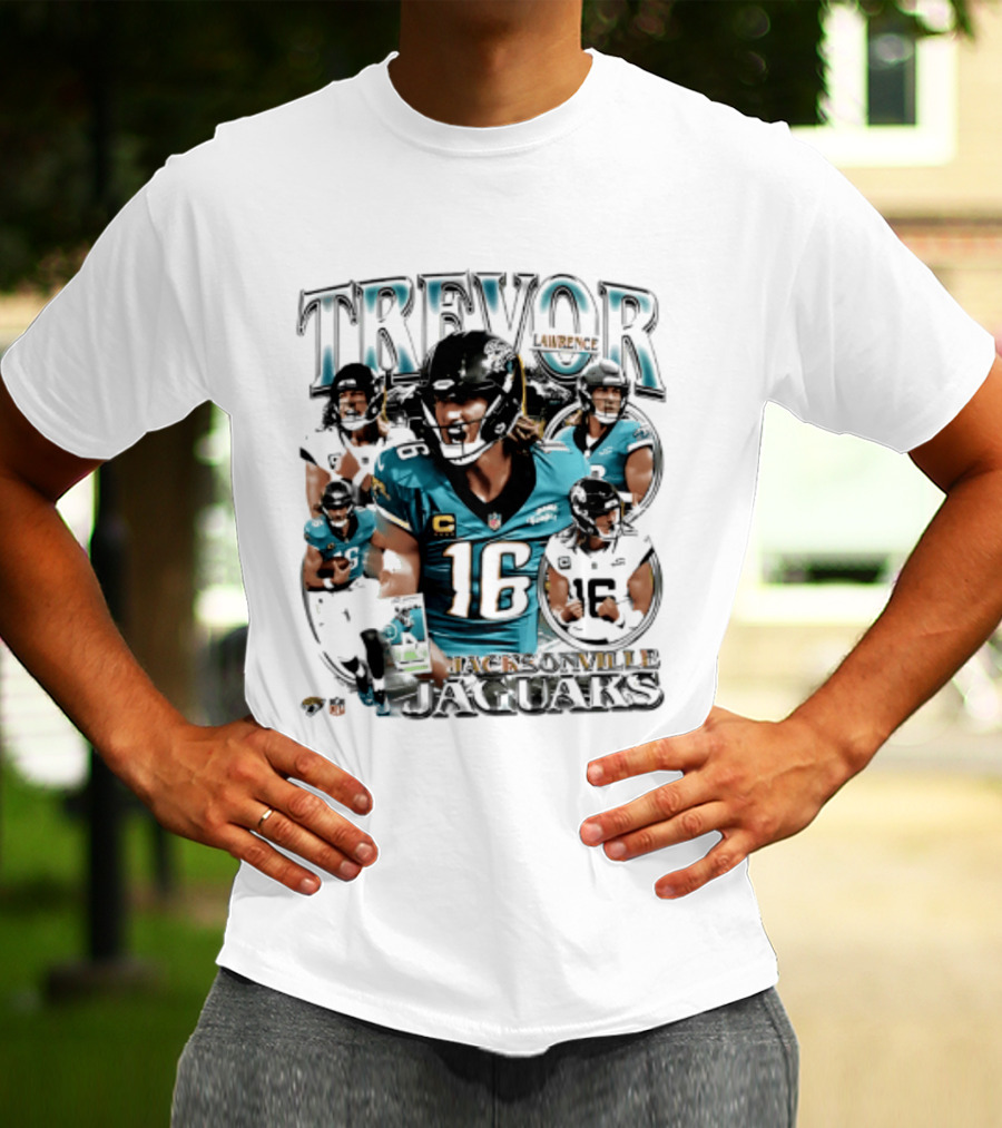 Trevor Lawrence Number 16 Jacksonville Jaguars 2026 Collage T-Shirt