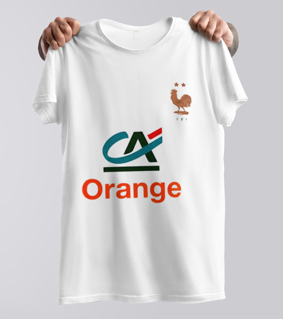 Crédit Agricole Orange Rooster Emblem With Stars And FF T-Shirt