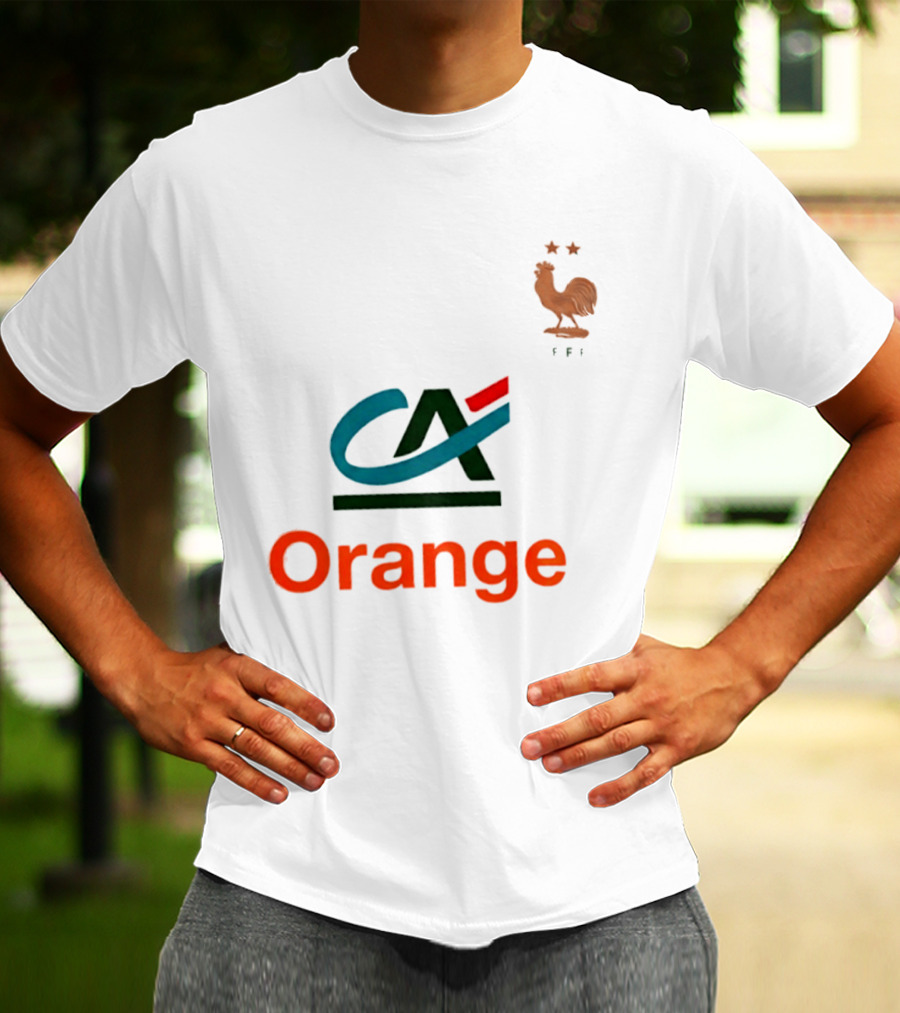 Crédit Agricole Orange Rooster Emblem With Stars And FF T-Shirt