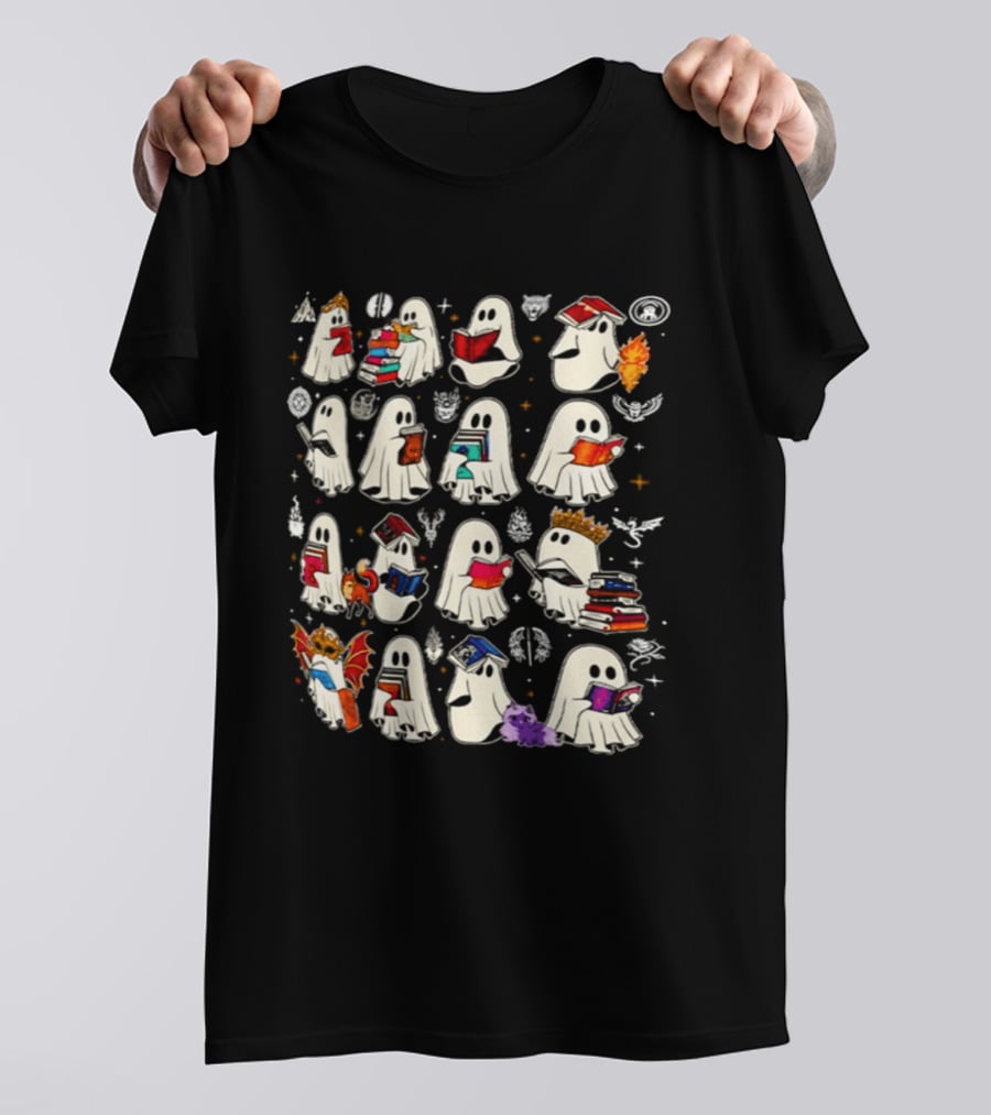 Bookish Ghosts Reading Fantasy Halloween T-Shirt