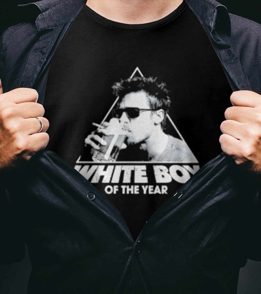 White Boy Of The Year Brad Pitt Fight Club Smoking And Beer T-Shirt