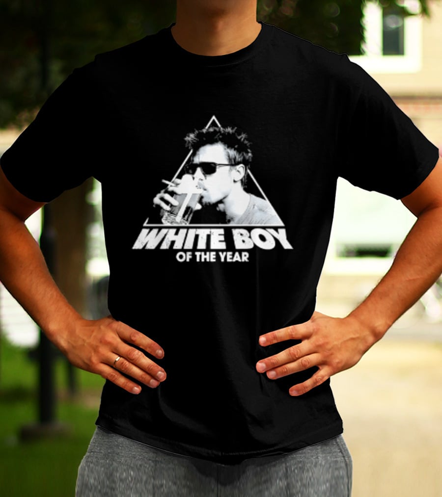 White Boy Of The Year Brad Pitt Fight Club Smoking And Beer T-Shirt