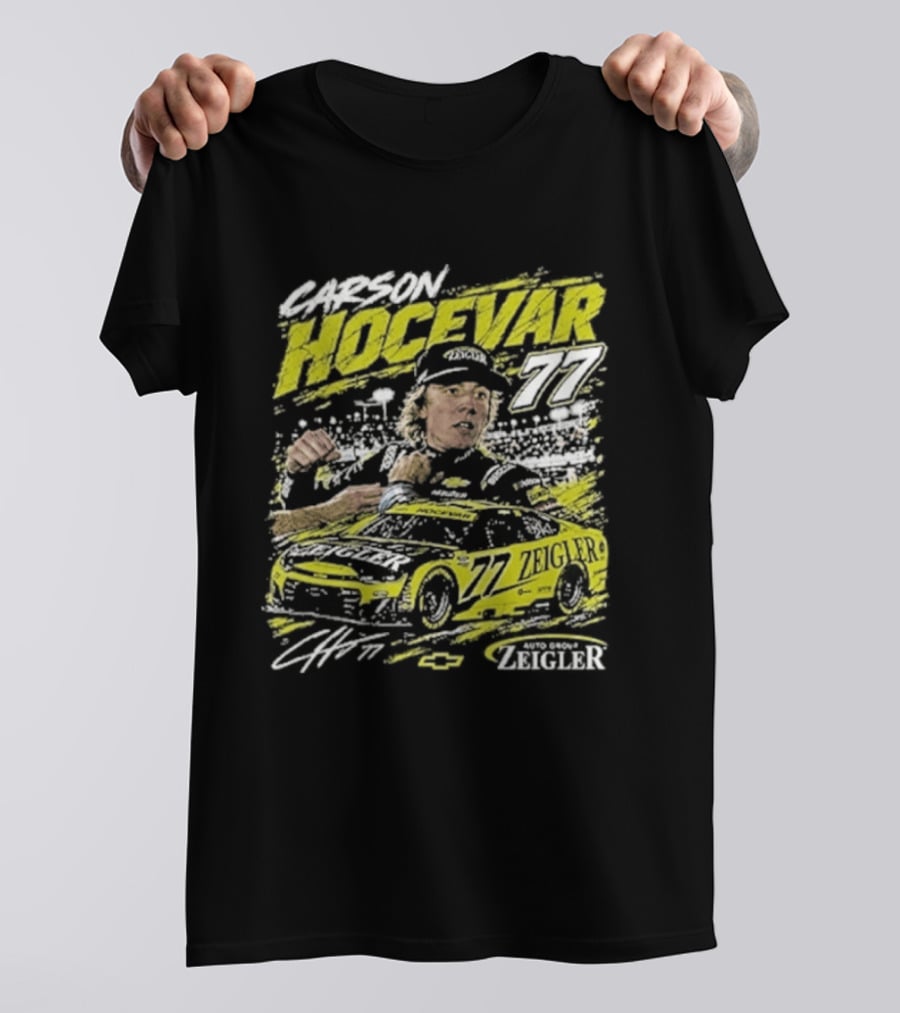 Carson Hocevar 77 Cartoon Race Car And Driver T-Shirt