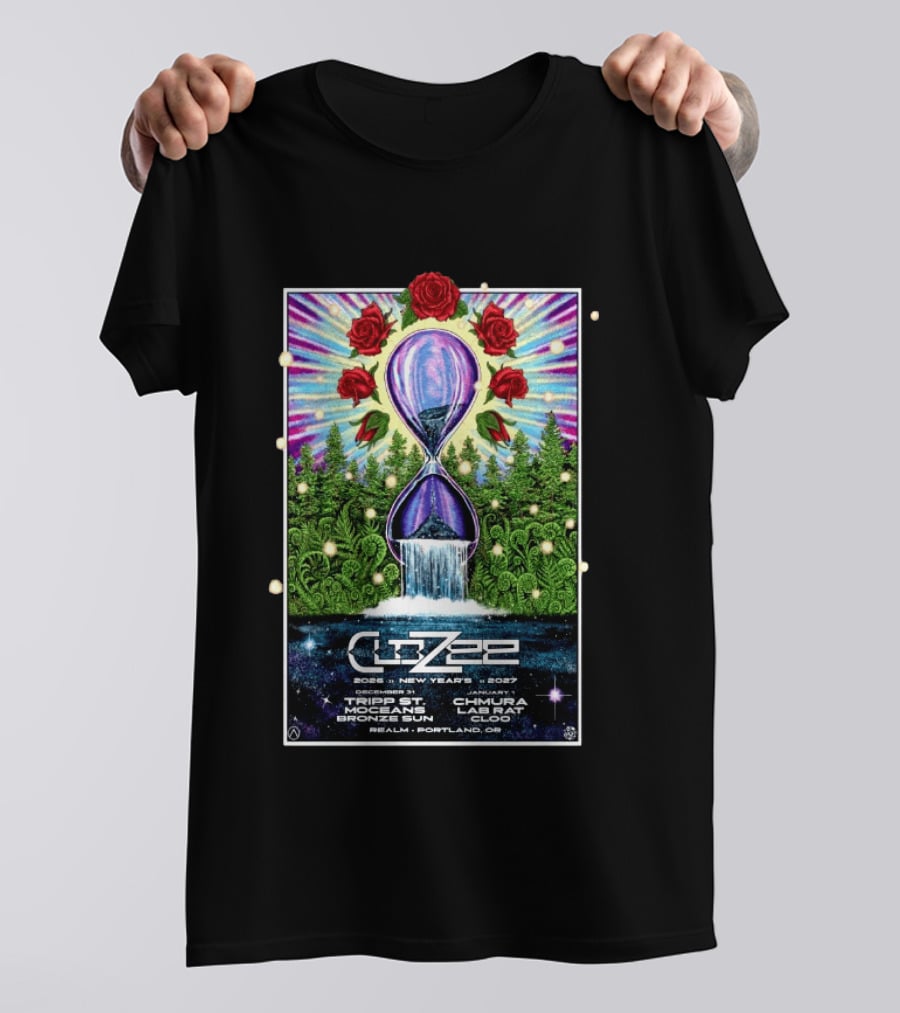 CloZee New Year's Eve 2026 2027 Portland Oregon Realm Event Featuring Trip St MZG Enzi Chad Chmura Labrat Supertask Comisar T-Shirt