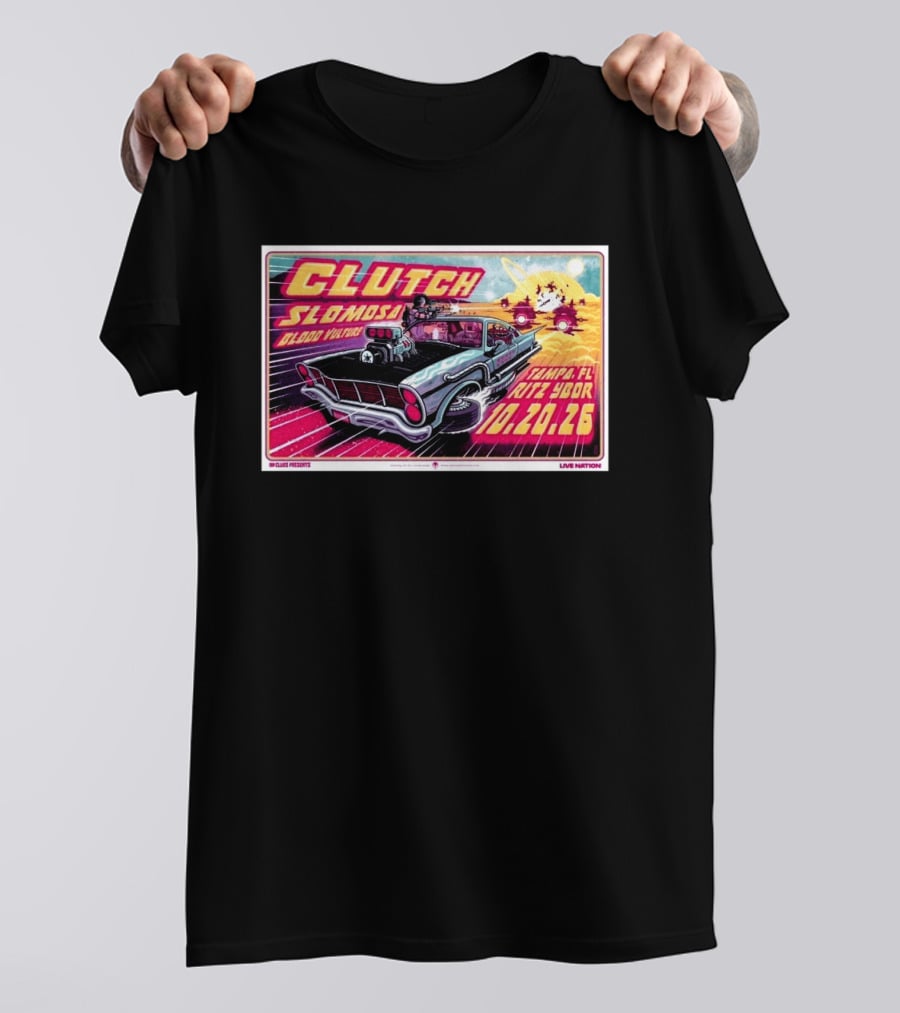 Clutch Slomosa Blood Vulture Tampa FL Ritz Ybor 10 20 26 Live Nation Promo Car T-Shirt