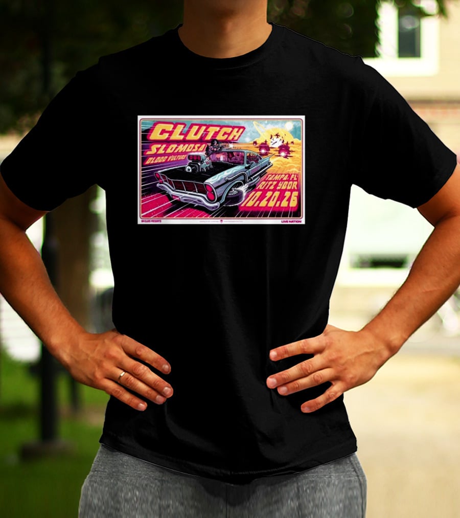 Clutch Slomosa Blood Vulture Tampa FL Ritz Ybor 10 20 26 Live Nation Promo Car T-Shirt