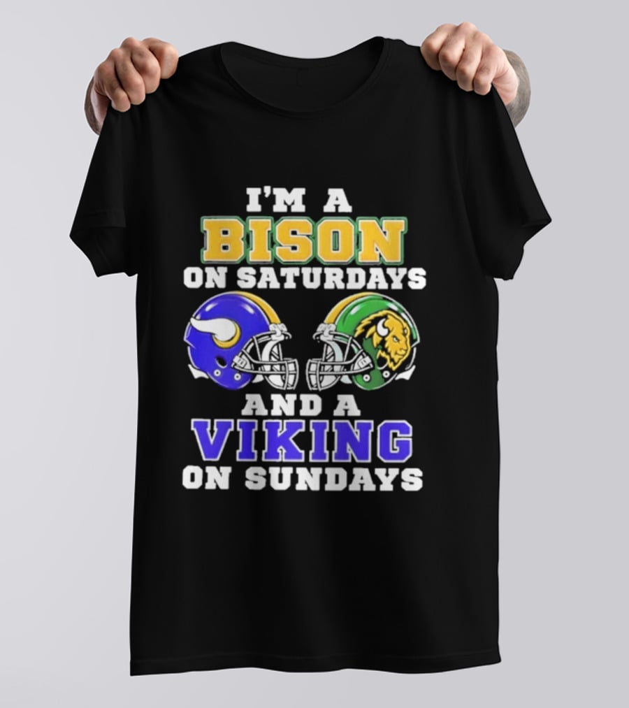 I'm A Bison On Saturdays And A Viking On Sundays Football Helmet T-Shirt