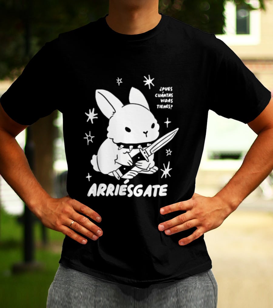 Dulce Nopronto ¿Pues Cuántas Vidas Tienes Arriésgate Conejo Cuchillo Kawaii Estrellas T-Shirt