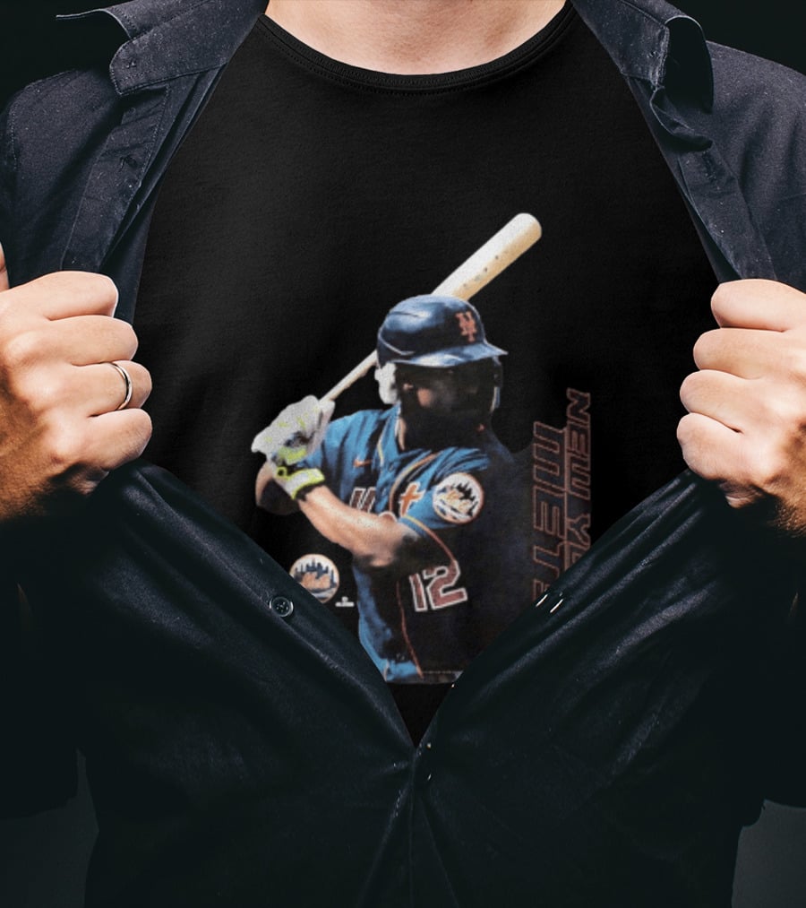 Francisco Lindor New York Mets MLB Number 12 Baseball Batting Action T-Shirt