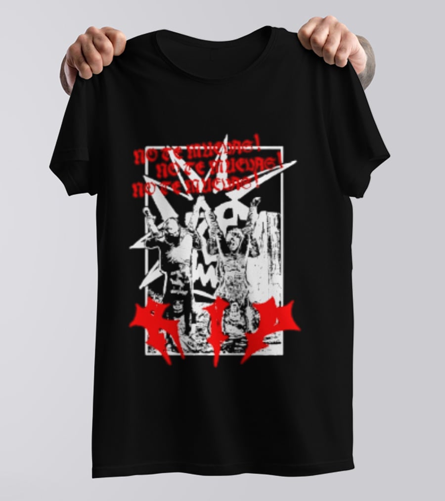 No Te Muevas Rip Punk Rock Hardcore Band White And Red Distorted T-Shirt