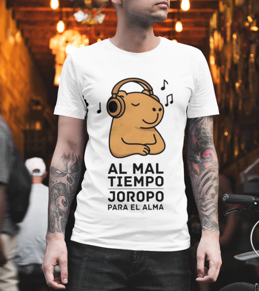 Al Mal Tiempo Joropo Para El Alma Capybara Headphones Music Notes T-Shirt
