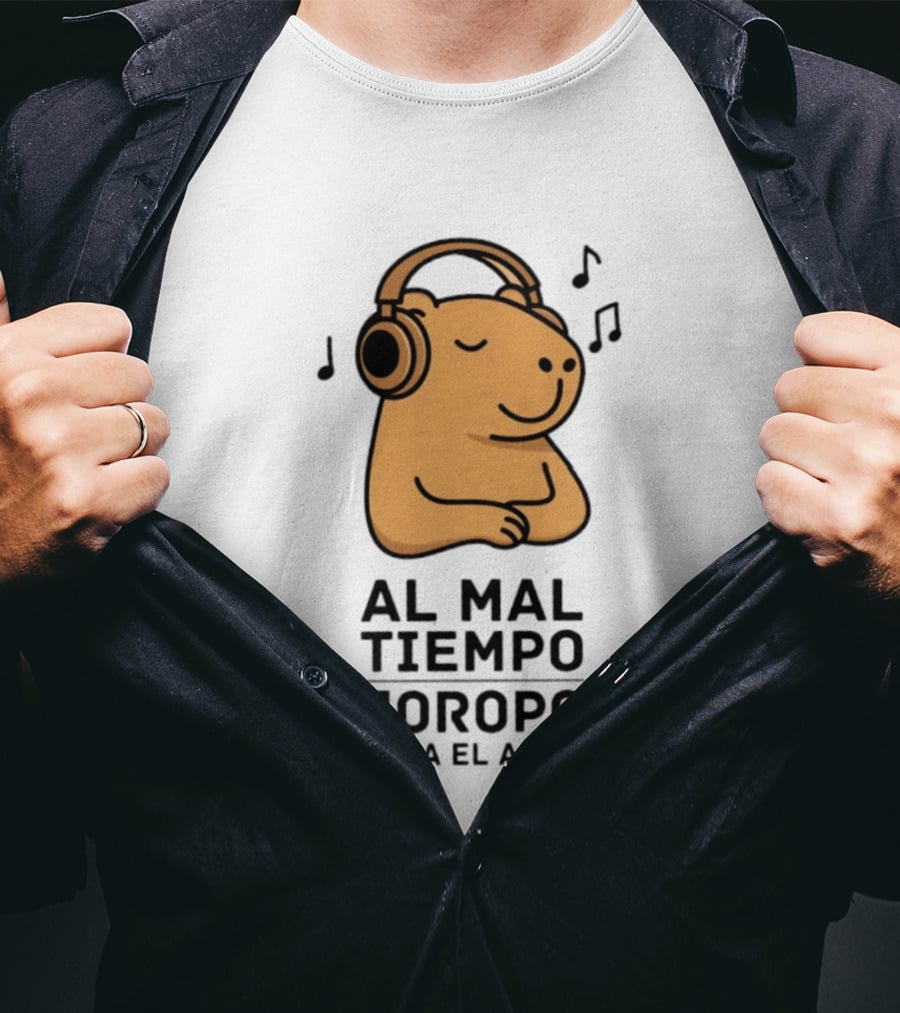 Al Mal Tiempo Joropo Para El Alma Capybara Headphones Music Notes T-Shirt