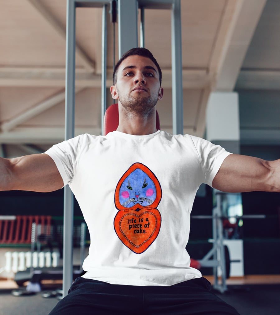 Life Is A Piece Of Cake Cat Heart Mirror T-Shirt