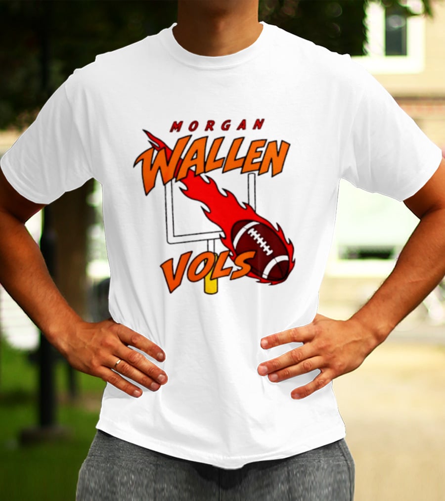 Morgan Wallen Vols Football Tennessee Volunteers Flaming Football Goalpost T-Shirt