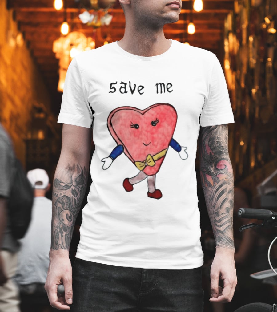 Save Me Heart Cartoon With Bowtie And Arms T-Shirt