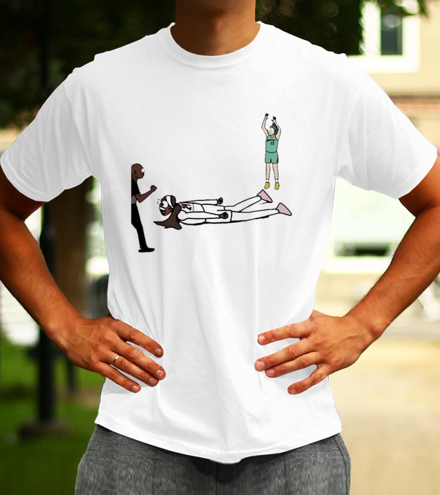 WNBA Basketball Player Tantrum Meme Cartoon Court Moment T-Shirt