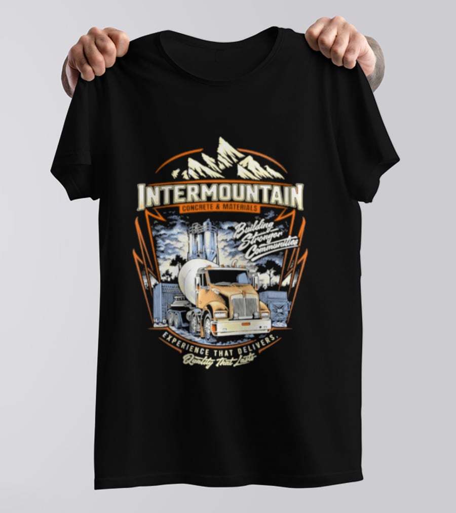 Intermountain Concrete And Materials Building America Truck Mountains Scene T-Shirt