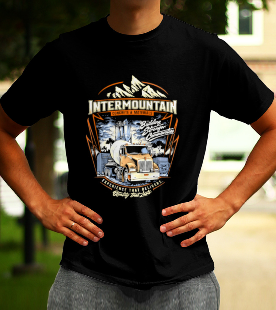 Intermountain Concrete And Materials Building America Truck Mountains Scene T-Shirt