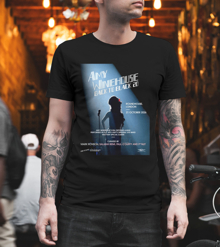 Amy Winehouse Back To Black 20 Roundhouse London 21 October 2026 Live Performance Event T-Shirt