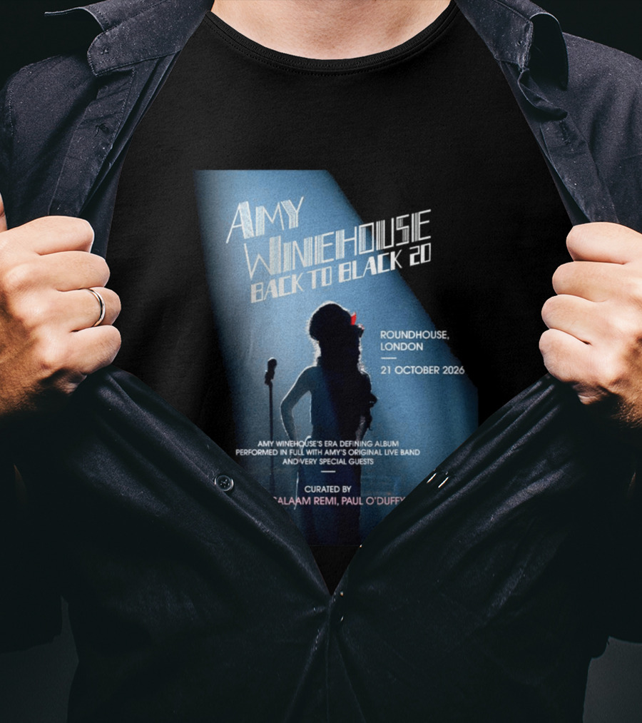 Amy Winehouse Back To Black 20 Roundhouse London 21 October 2026 Live Performance Event T-Shirt