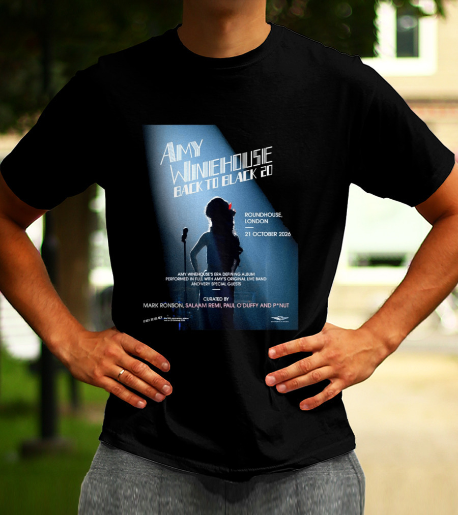 Amy Winehouse Back To Black 20 Roundhouse London 21 October 2026 Live Performance Event T-Shirt