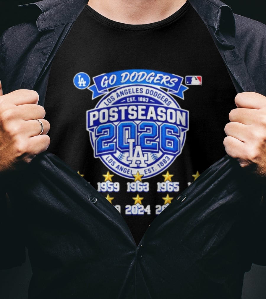 Los Angeles Dodgers 2026 Postseason Champs Ten Time Winners Est 1883 T-Shirt