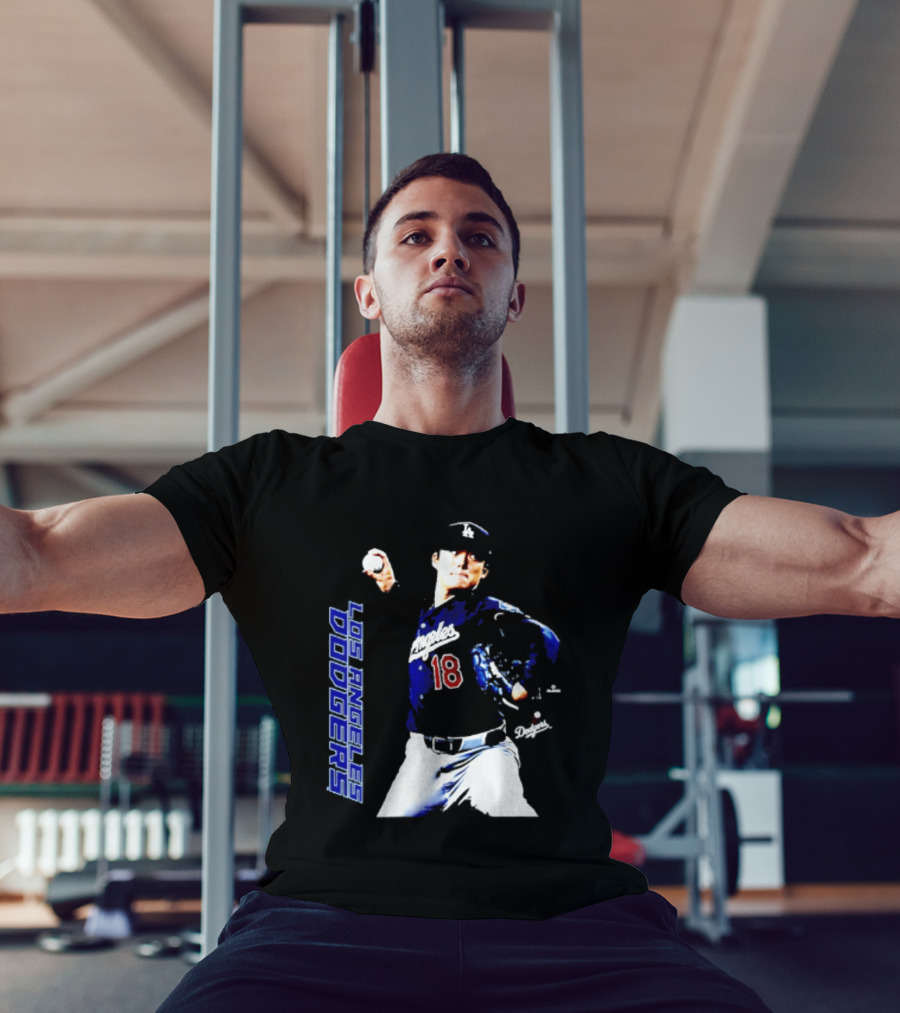 Los Angeles Dodgers Yoshinobu Yamamoto Number 18 MLB Pitcher Swing T-Shirt