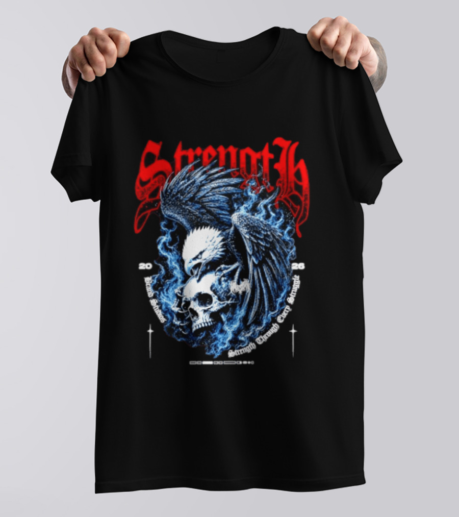 Strength 2026 Brand Studios Eagle Skull Strength Through Every Struggle T-Shirt