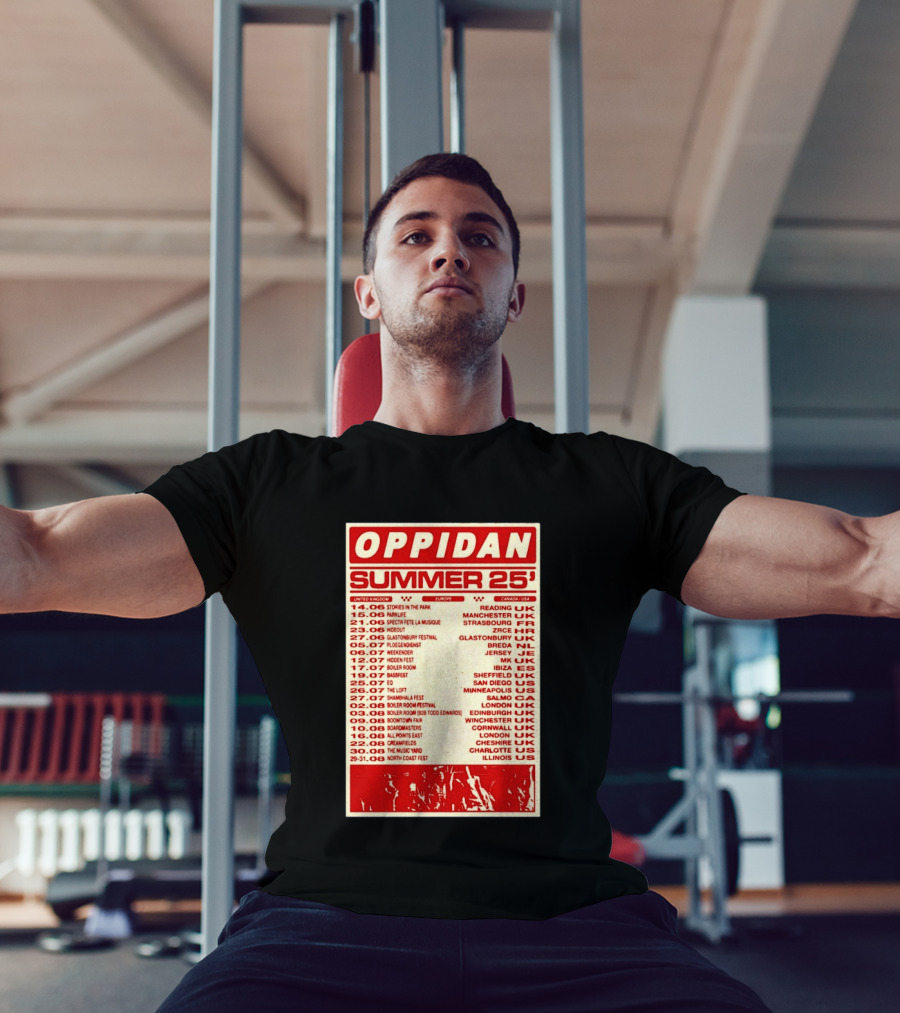 Oppidan Summer Tour 2025 Concert Dates Across UK Europe Canada USA T-Shirt