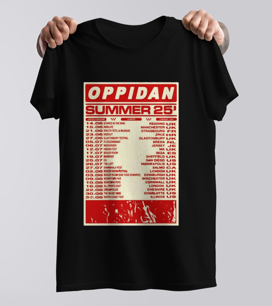 Oppidan Summer Tour 2025 Concert Dates Across UK Europe Canada USA T-Shirt