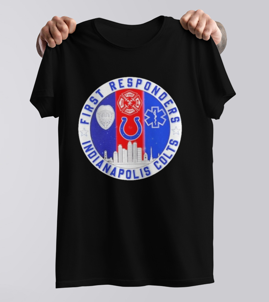 First Responders Indianapolis Colts 9/11 Skyline Police Fire Ambulance T-Shirt
