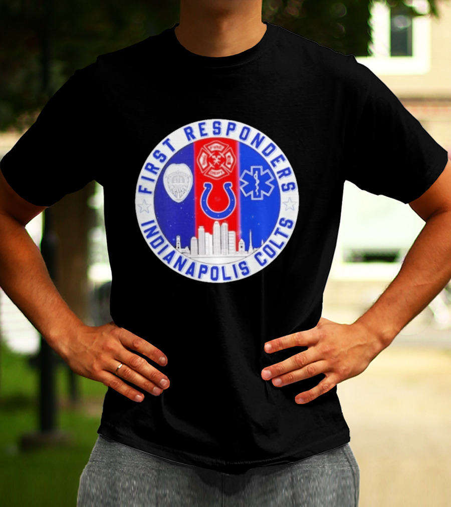 First Responders Indianapolis Colts 9/11 Skyline Police Fire Ambulance T-Shirt