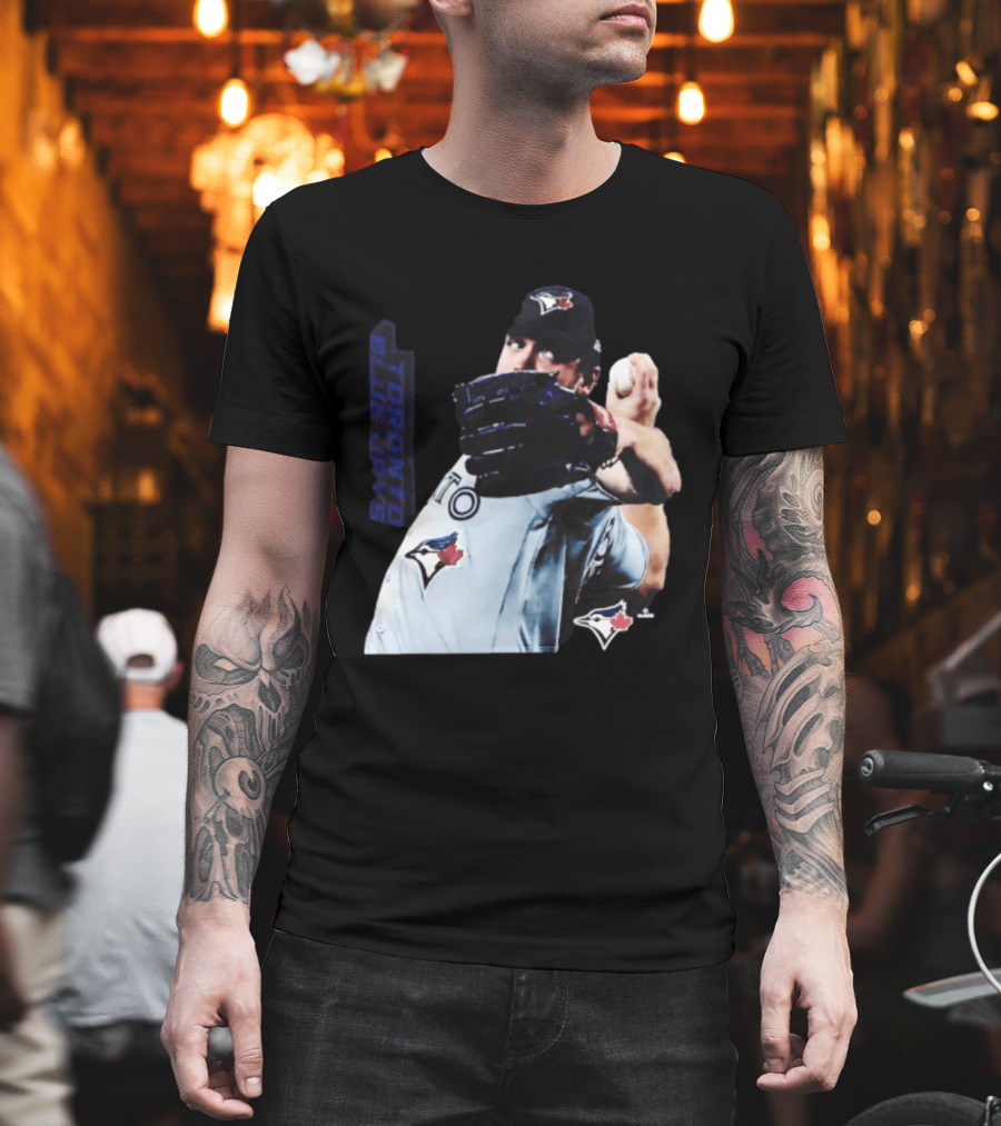 Trey Yesavage Toronto Blue Jays MLB Player Pitching Action T-Shirt
