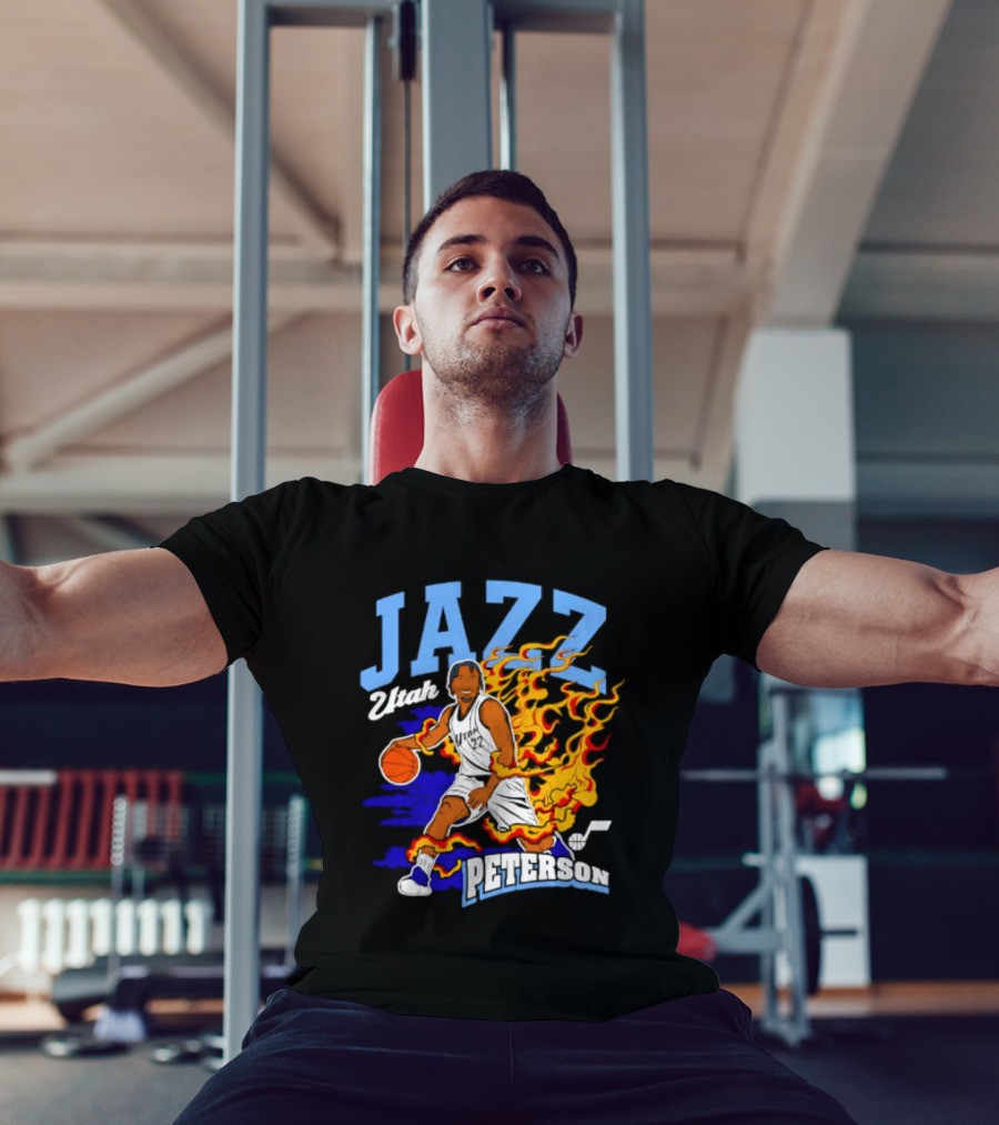 Utah Jazz Darryn Peterson Fiery Basketball Action Fan T-Shirt