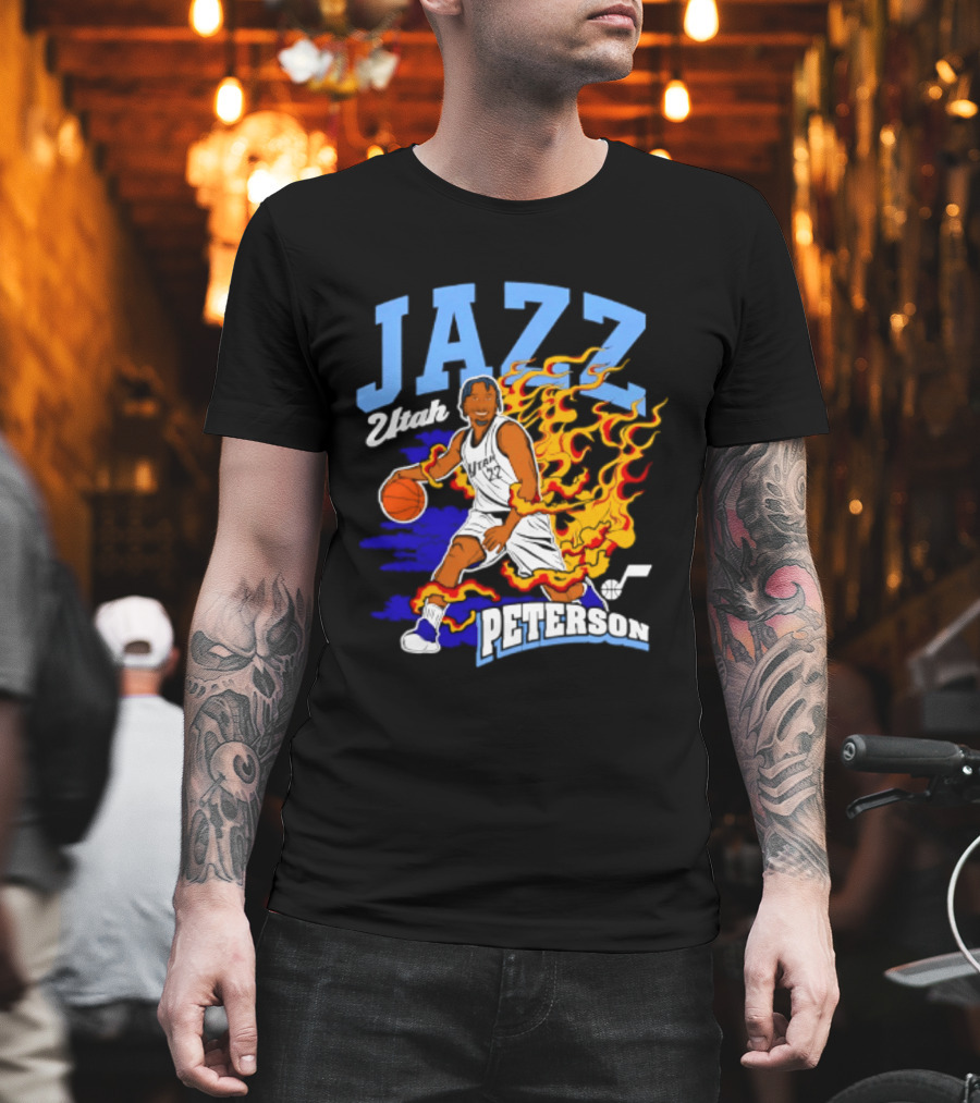 Utah Jazz Darryn Peterson Fiery Basketball Action Fan T-Shirt