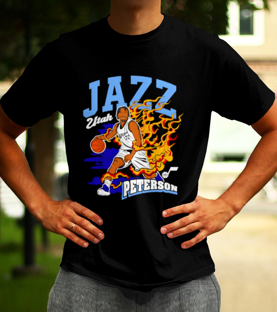 Utah Jazz Darryn Peterson Fiery Basketball Action Fan T-Shirt