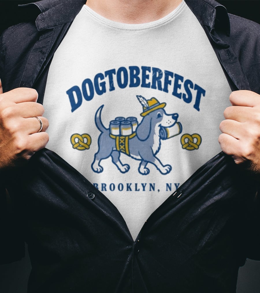Dogtoberfest Brooklyn NY Pretzel Dog With Beer Kegs 2026 Cyclones T-Shirt