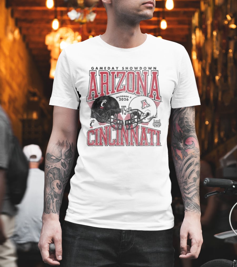 Arizona Wildcats Vs Cincinnati Bearcats October 3 2026 Football Helmet Gameday Showdown T-Shirt